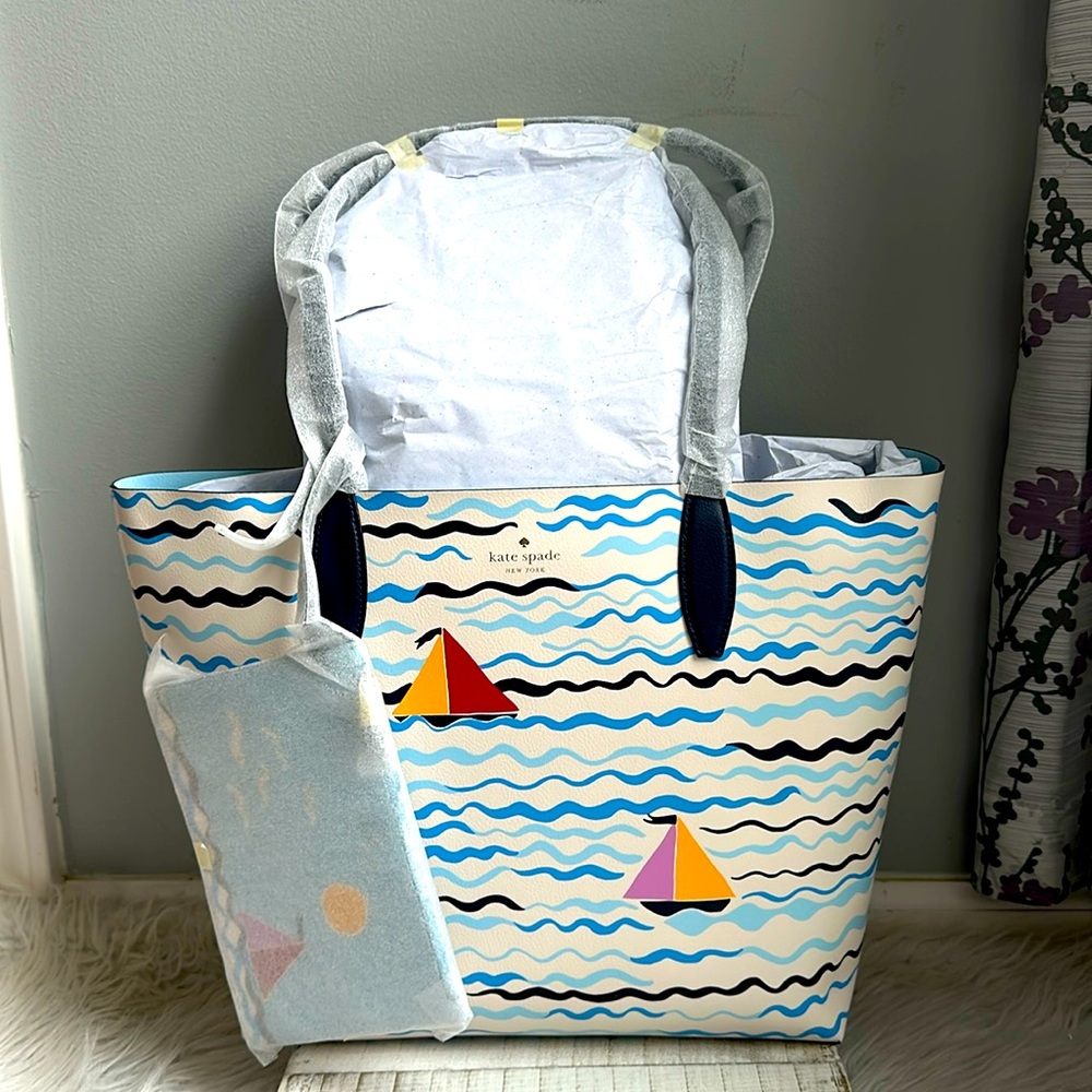 Nwt Kate spade set sail boat large tote bag